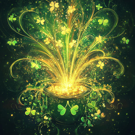 Shamrocks, rainbows, and a pot of gold in unique design