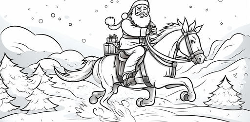 Christmas coloring pages with cartoon Santa Claus