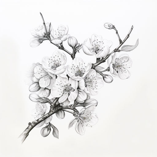 Cherry plant drawing, classic tattoo style, bloomcore aesthetic