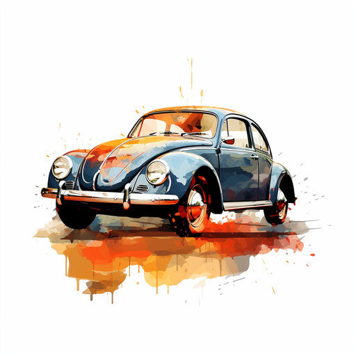 Car silhouette in the style of Oil painting, on a white background