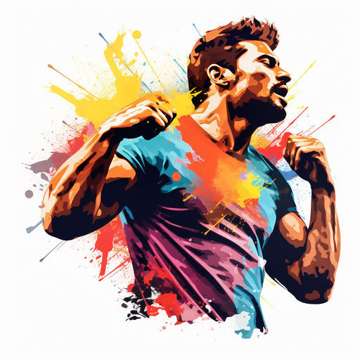 Workout illustration in the style of Chiaroscuro Art, on a white background