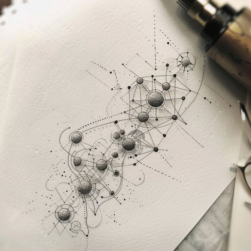 Folk-inspired tattoo sketch of a constellation