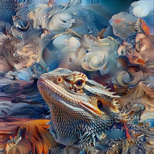 Bearded dragon's dream: abstract shapes and surreal landscapes