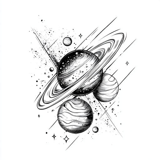 Inner bicep tattoo with galaxy and planets theme