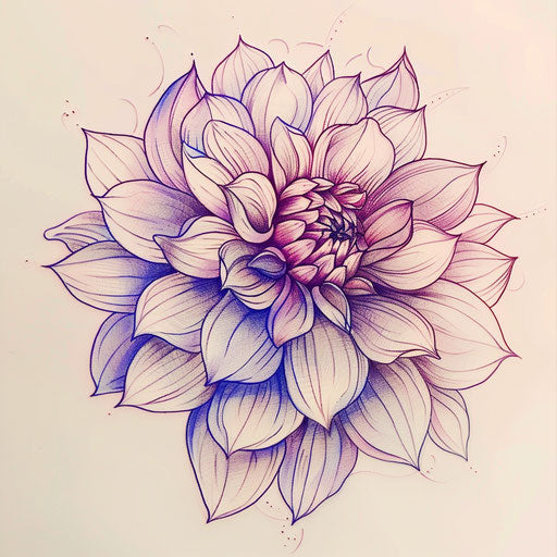 Minimalist style sketch of pastel shades dahlia tattoo