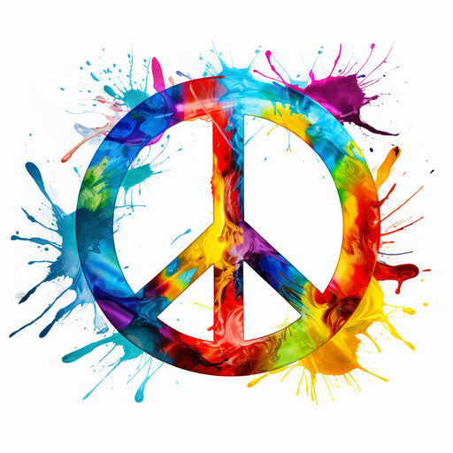 Peace sign clipart in the style of Oil painting, on a white background