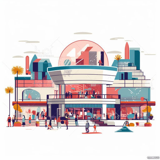 Minimalist mall clipart on white background