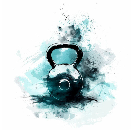 Kettlebell silhouette with watercolor splash, clipart style