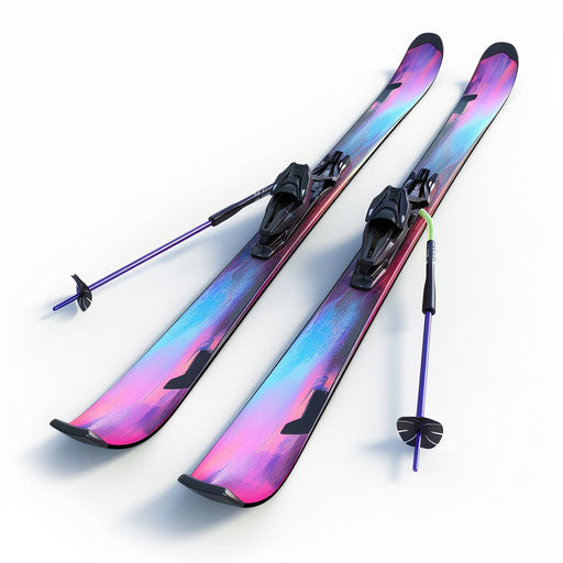 Realistic ski clipart with white background and soft lighting