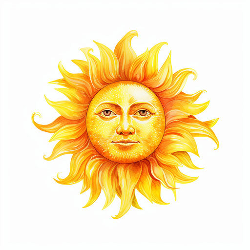 Sun clipart (PNG) in the style of oil painting, on white background