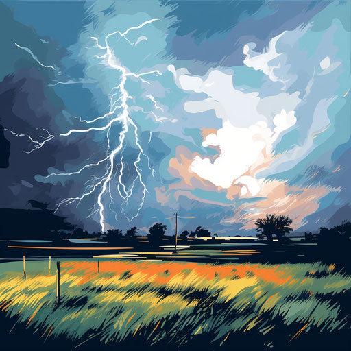 Thunderstorm clipart in the style of Oil painting, on a white background