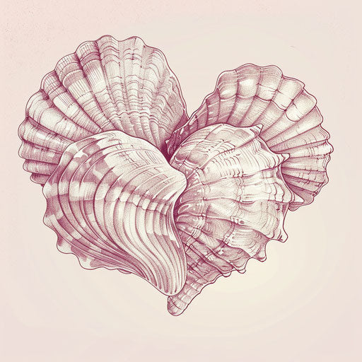Romantic tattoo sketch of two shells forming a heart