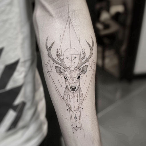 Modern flat tattoo sketch of a geometric animal using dot gradients