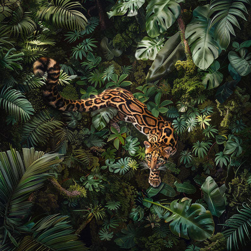 Bornean clouded leopard moving silently through the forest