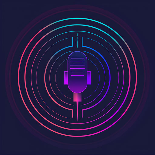 Tech-themed podcast logo with futuristic elements and bold lines