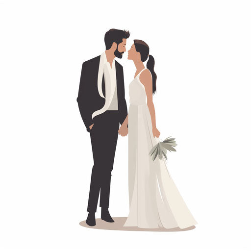 Wedding couple clipart in Minimalist style on white background