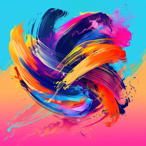 Best logo design with brush stroke elements and a colorful palette, set against a vibrant background