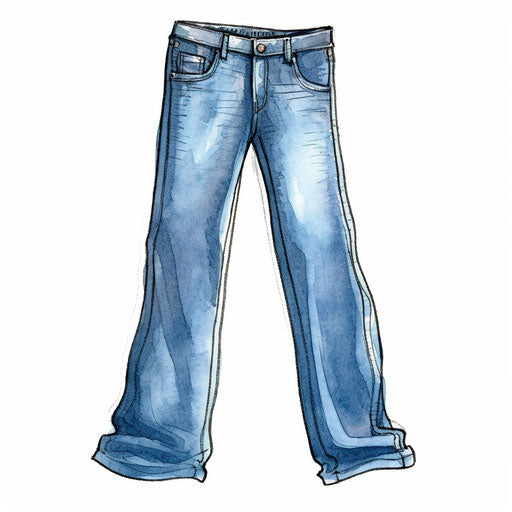 Minimalist style jeans clipart, on a white background