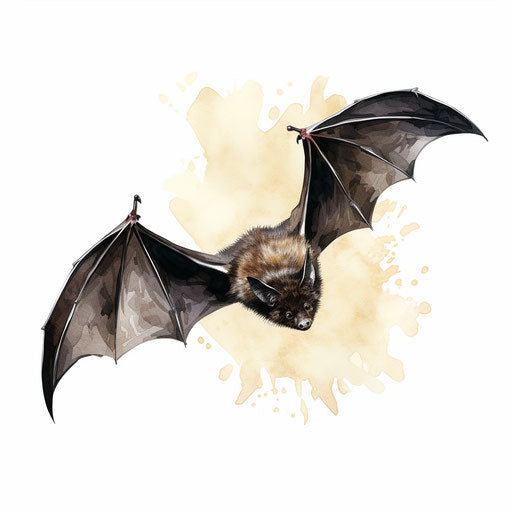Bat illustration in the style of Oil painting, on white background
