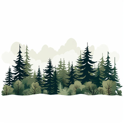 Forest background in Minimalist style, on white background