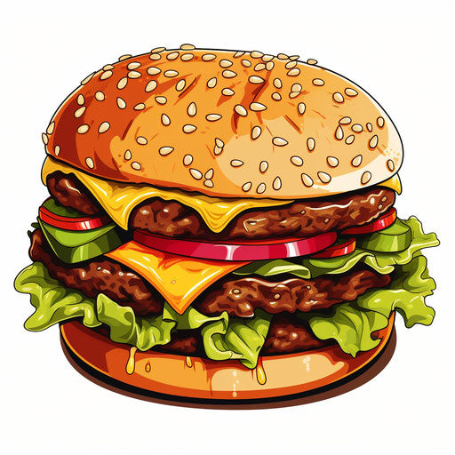 Burger clipart in the style of Chiaroscuro Art, on white background