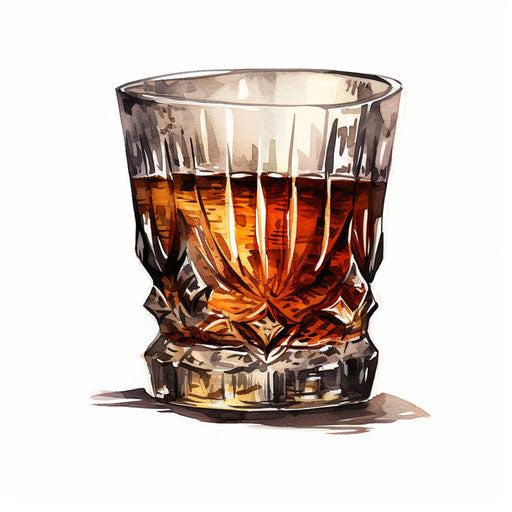 Shot glass in Oil painting style, on white background