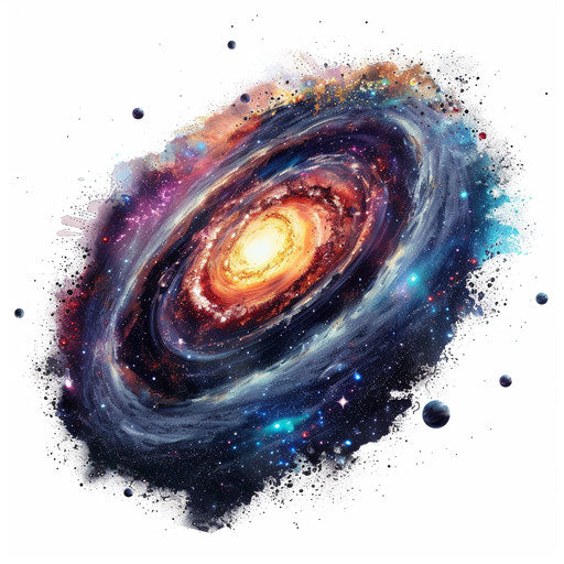 Realistic galaxy clipart on flat white background