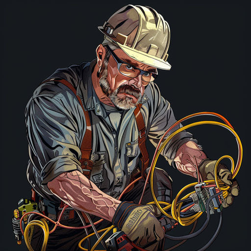 Realistic electrician clipart on dark charcoal background