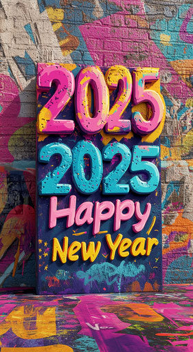 2025 Happy New Year, Colorful Graffiti Style Celebration