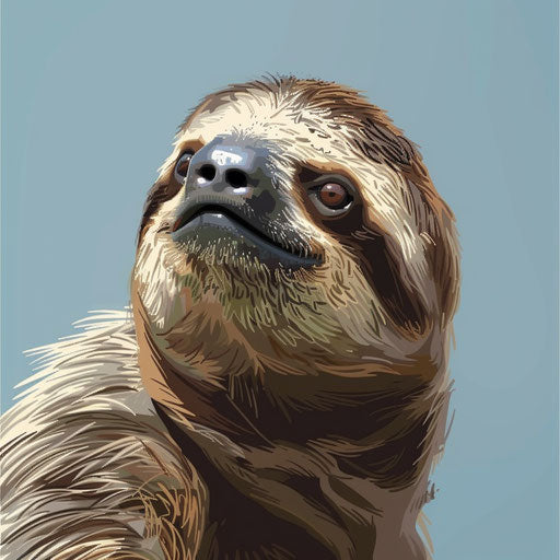 Realistic sloth drawing with flat random background