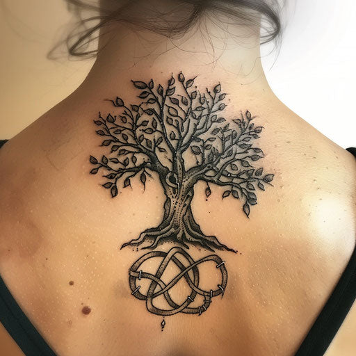 Irish fairy tree tattoo with Celtic symbols
