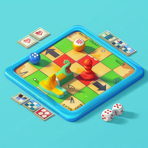Realistic board game clipart on flat turquoise background