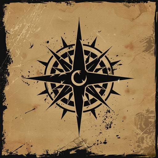 Graphic emblem with compass rose for navigation