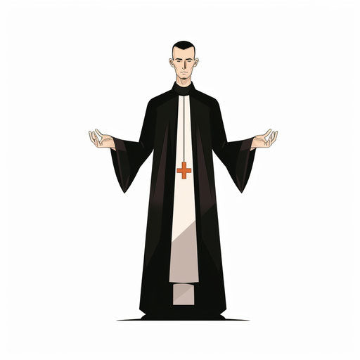 Minimalist priest illustration on white background