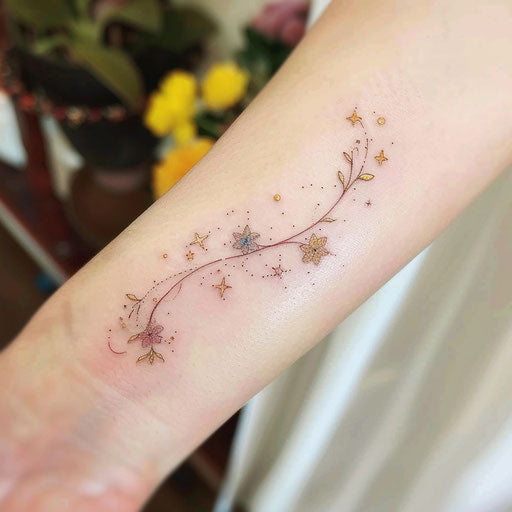 Serene Virgo constellation tattoo sketch