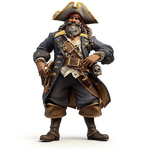 3D pirate with photo realistic style on white background