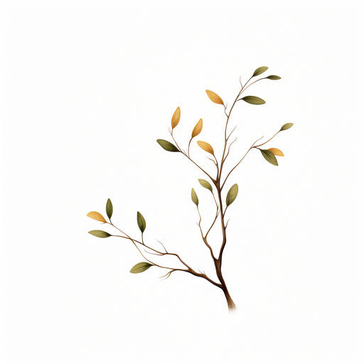 Minimalist tree branch clipart on white background