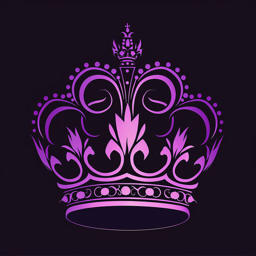 Crown logo in purple and black with an elegant background