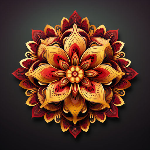 Detailed illustration of a flower and leaves in traditional Arabic style