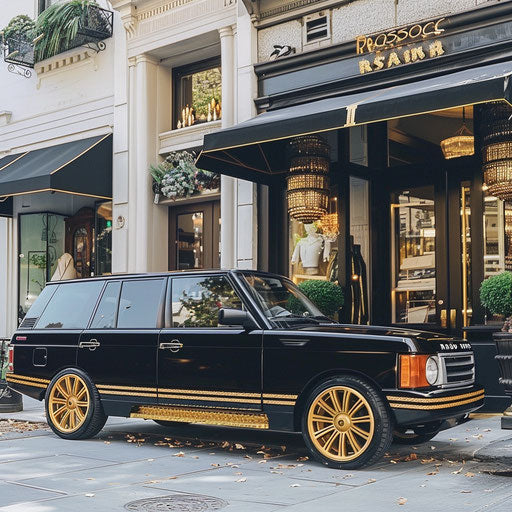 1995 Range Rover with velvet wrap and gold rims