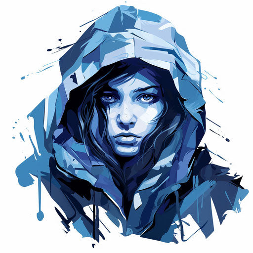 Cold illustration in the style of Chiaroscuro Art, on white background