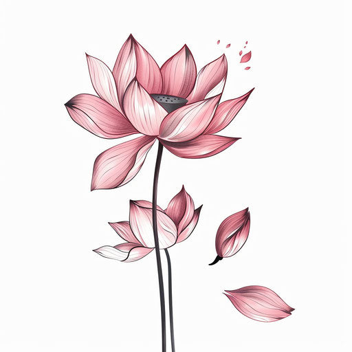 Flat graphic design of a Japanese lotus flower tattoo