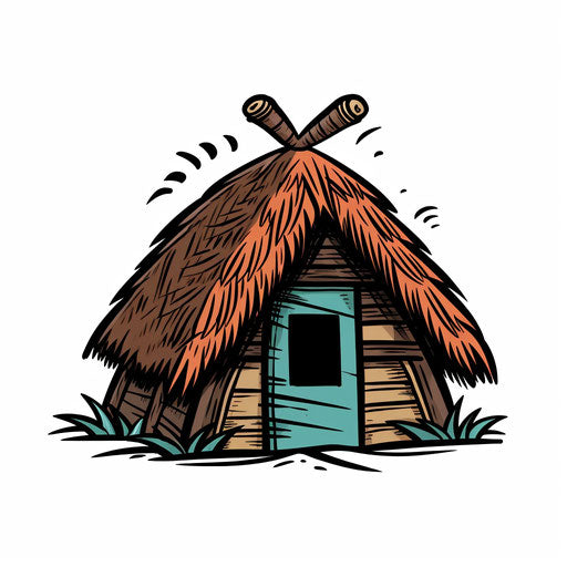 Minimalistic hut icon on white background