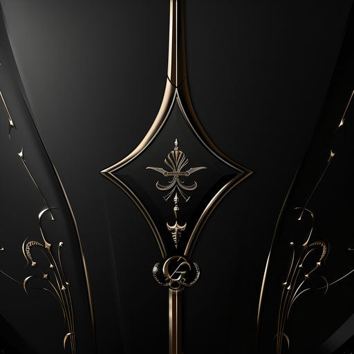 Elegant car logo with monogram and gold accents on dark background