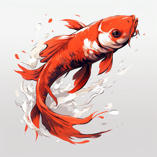 Koi fish, light maroon and light black, vibrant illustrations