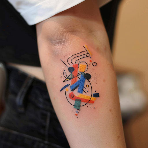 Small tattoos for women in the style of Guy Aitchison with abstract shapes