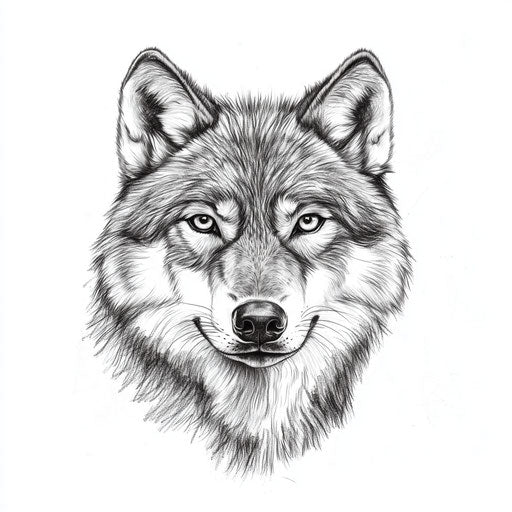 Wolf tattoos for men, clipart style with realistic gaze