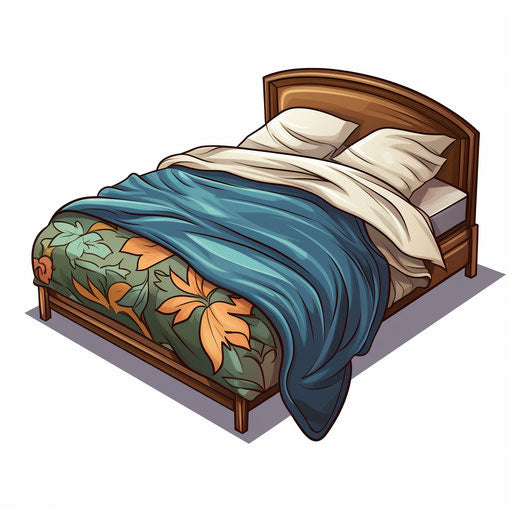 Perfectly made bed clipart in chiaroscuro art style
