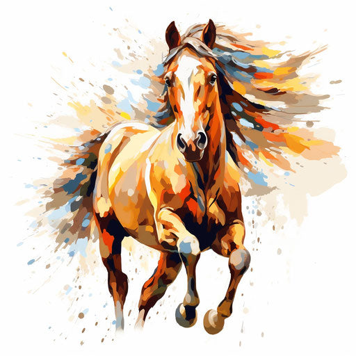 Horse clipart in the style of Impressionistic Art, on white background