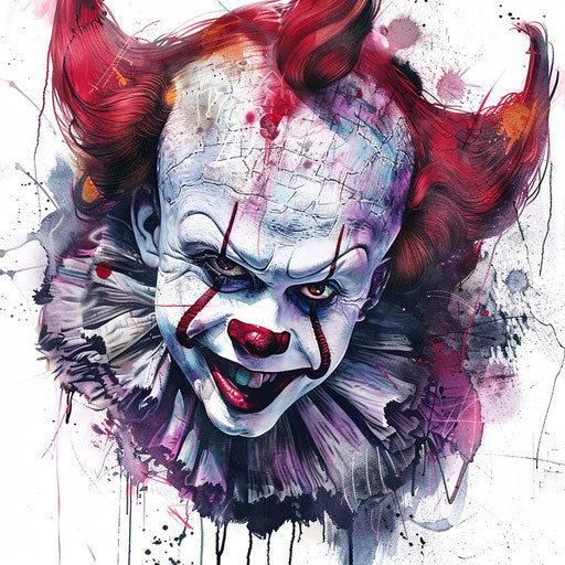 Graffiti-style clown tattoo with vibrant colors